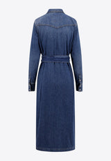 Golden Goose DB Logo Patch Denim Midi Shirt Dress Blue GWP00714P000624_50100_Blue_29857098