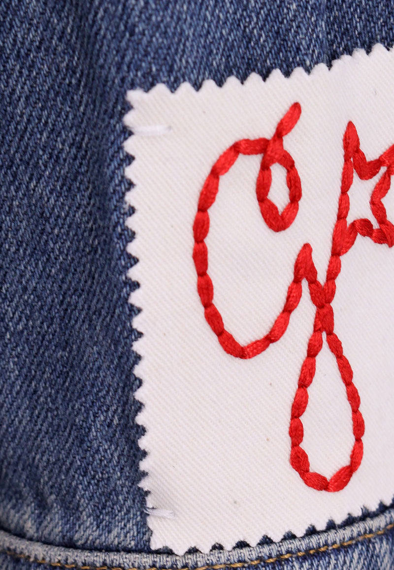 Golden Goose DB Logo Patch Denim Midi Shirt Dress Blue GWP00714P000624_50100_Blue_29857098