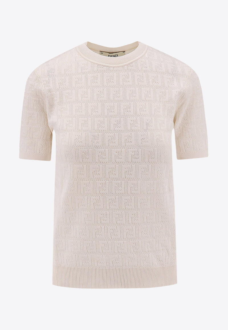 Fendi All-Over Logo Short-Sleeved T-shirt FZXD57AUZRF0ZNM_White_29851530