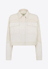 Fendi FF Jacquard Cropped Denim Jacket White FLF810AT1E_F08QQ_White_29851486
