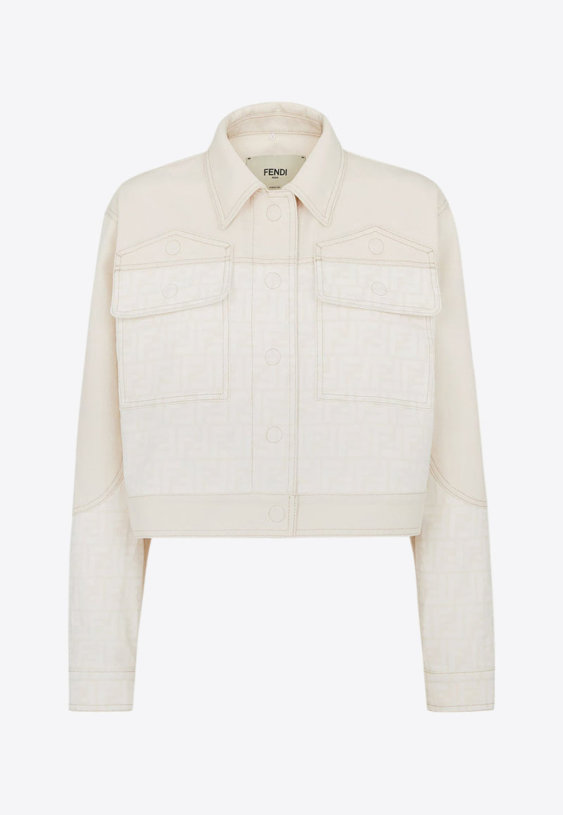 Fendi FF Jacquard Cropped Denim Jacket White FLF810AT1E_F08QQ_White_29851486