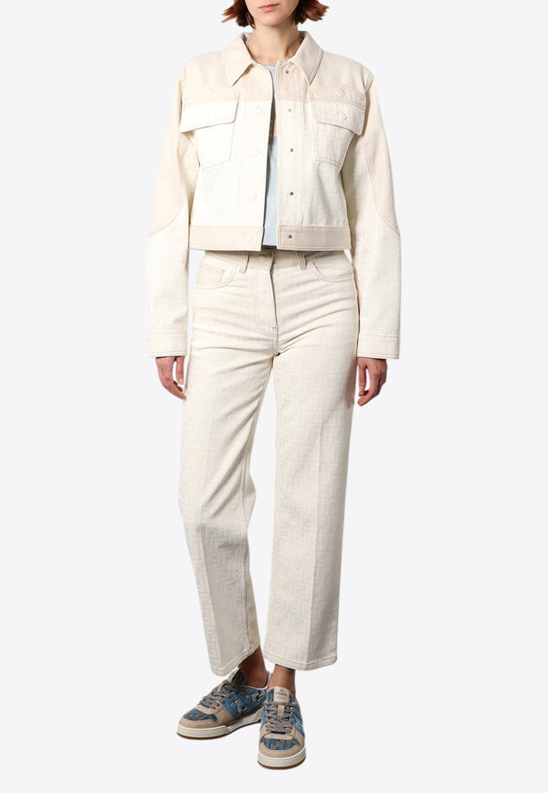 Fendi FF Jacquard Cropped Denim Jacket White FLF810AT1E_F08QQ_White_29851486