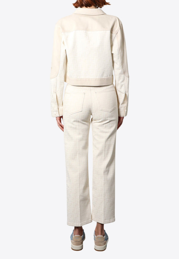 Fendi FF Jacquard Cropped Denim Jacket White FLF810AT1E_F08QQ_White_29851486
