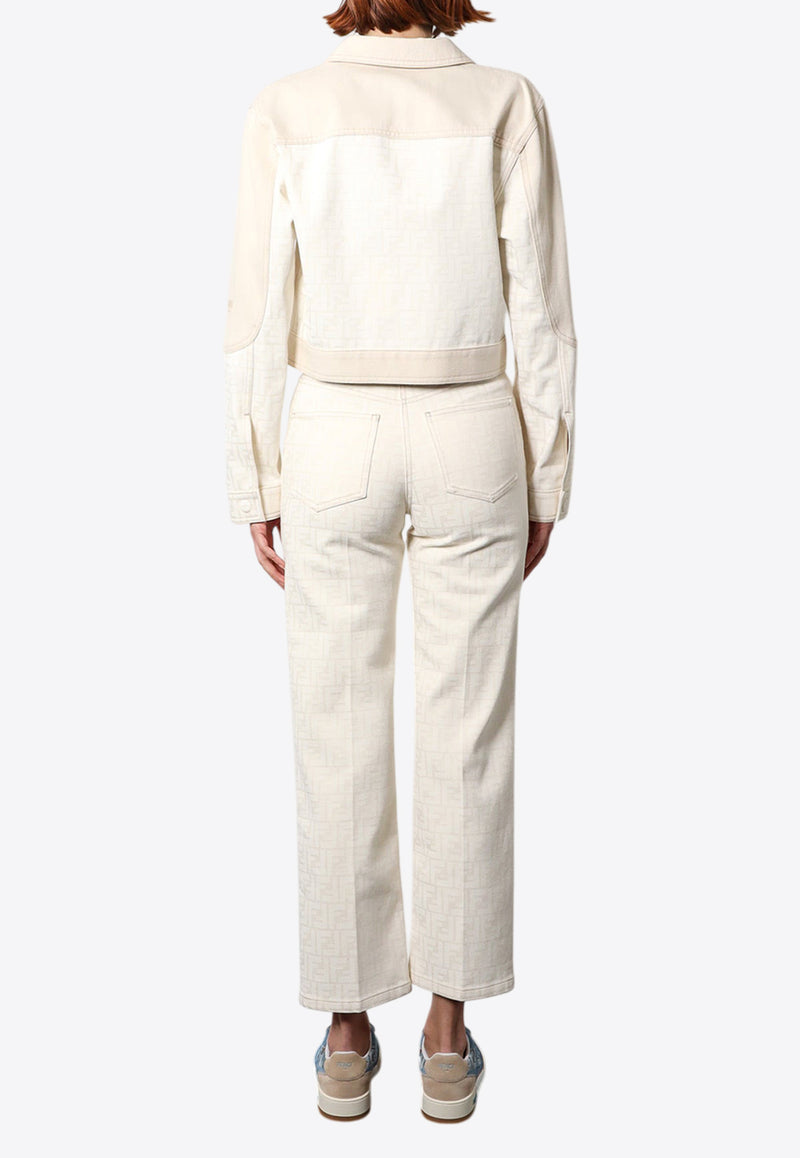 Fendi FF Jacquard Cropped Denim Jacket White FLF810AT1E_F08QQ_White_29851486