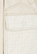Fendi FF Jacquard Cropped Denim Jacket White FLF810AT1E_F08QQ_White_29851486