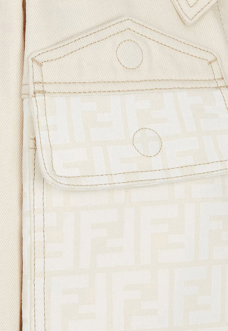 Fendi FF Jacquard Cropped Denim Jacket White FLF810AT1E_F08QQ_White_29851486
