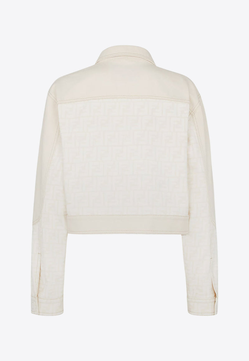 Fendi FF Jacquard Cropped Denim Jacket White FLF810AT1E_F08QQ_White_29851486