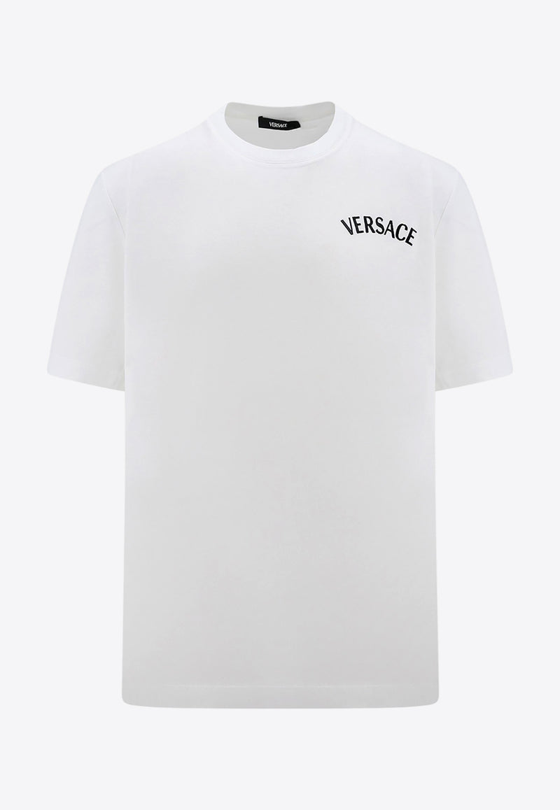 Versace Logo Embroidered Crewneck T-shirt White 10133021A09865_1W010_White_29847341