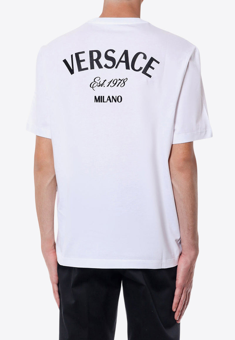 Versace Logo Embroidered Crewneck T-shirt White 10133021A09865_1W010_White_29847341