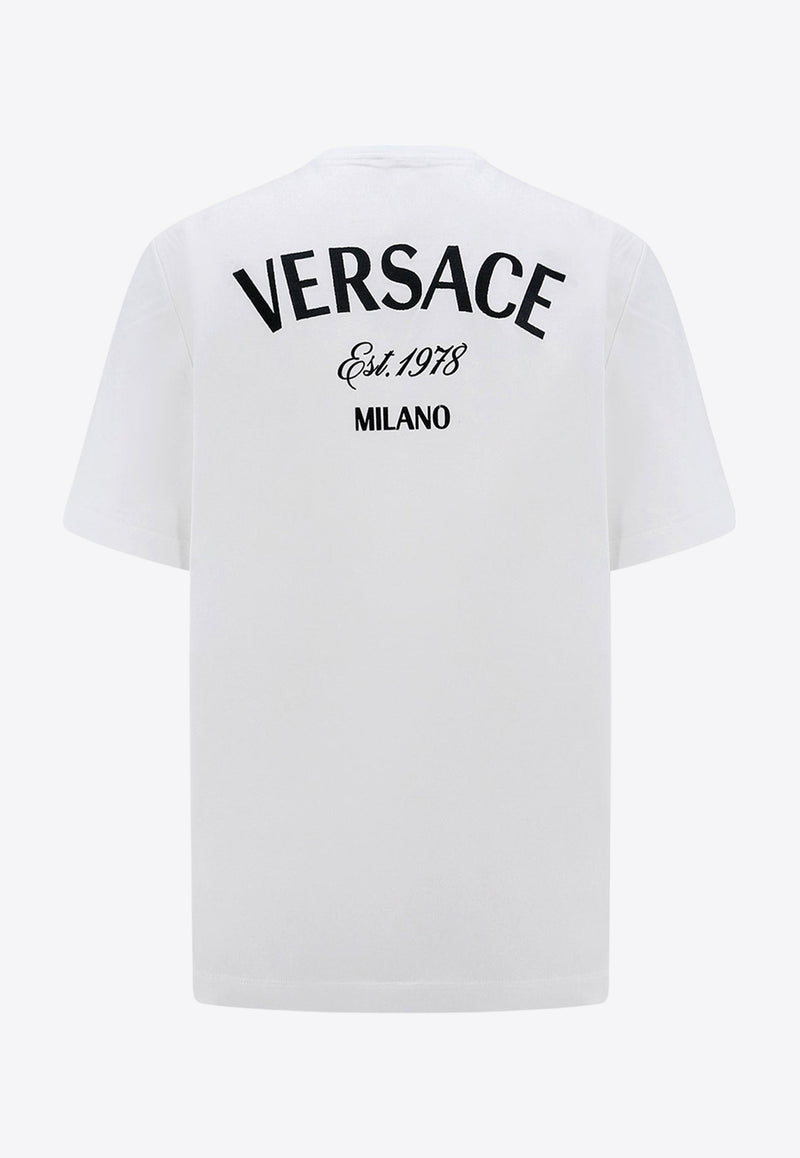 Versace Logo Embroidered Crewneck T-shirt White 10133021A09865_1W010_White_29847341