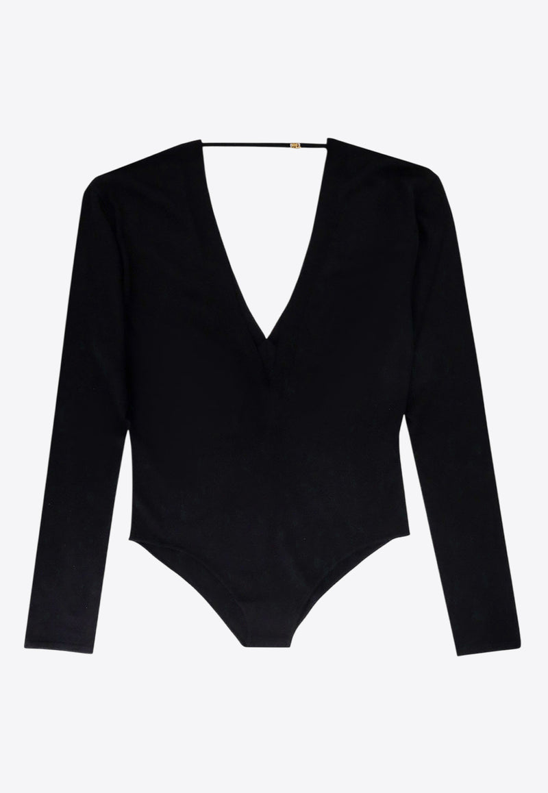 Saint Laurent Deep V-neck Bodysuit Black 790090YAPK2_1000_Black_29852082