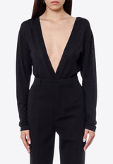 Saint Laurent Deep V-neck Bodysuit Black 790090YAPK2_1000_Black_29852082
