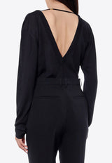 Saint Laurent Deep V-neck Bodysuit Black 790090YAPK2_1000_Black_29852082