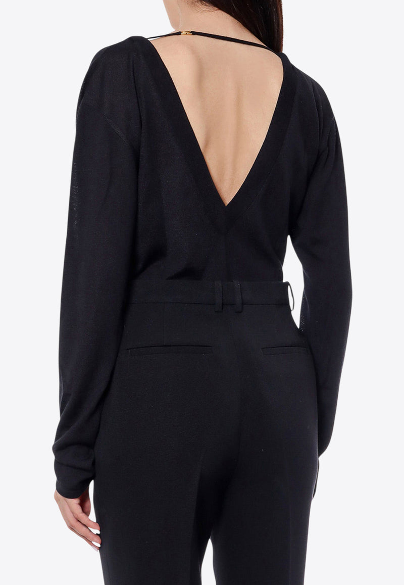Saint Laurent Deep V-neck Bodysuit Black 790090YAPK2_1000_Black_29852082