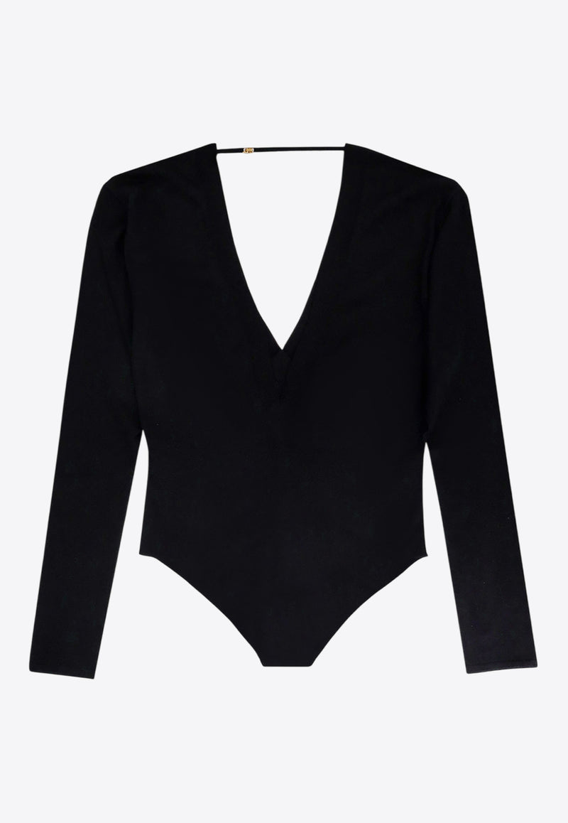 Saint Laurent Deep V-neck Bodysuit Black 790090YAPK2_1000_Black_29852082