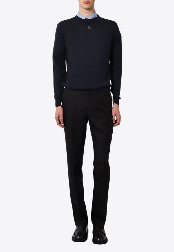 Fendi FF Logo Wool Crewneck Sweater Blue FZX091AU84_F0ZNZ_Blue_29851196