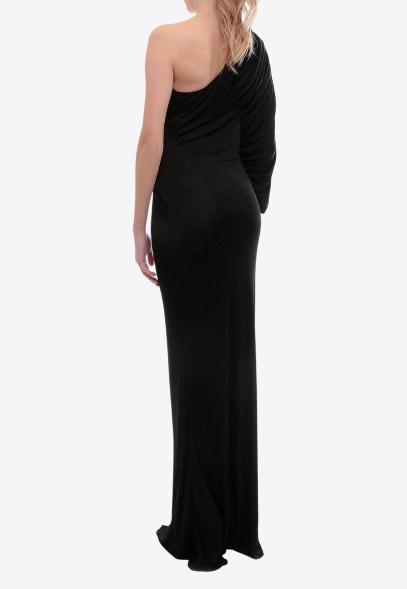 Saint Laurent Draped One-Shoulder Maxi Dress Black 736714Y7F98_1000_Black_29850665