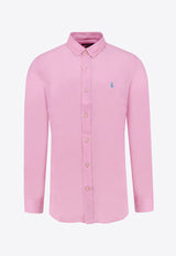 Polo Ralph Lauren Logo Button-Up Linen Shirt Pink 710968915_002_Pink_30897419