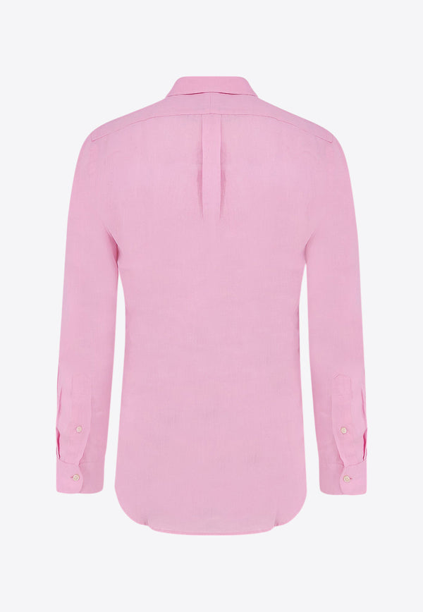 Polo Ralph Lauren Logo Button-Up Linen Shirt Pink 710968915_002_Pink_30897419