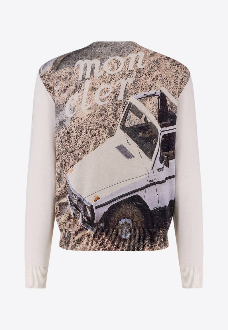 Moncler X Mercedes-Benz By Nigo Graphic Print Ribbed Knit Sweater White 4019C00004M1113_034_White_30632695
