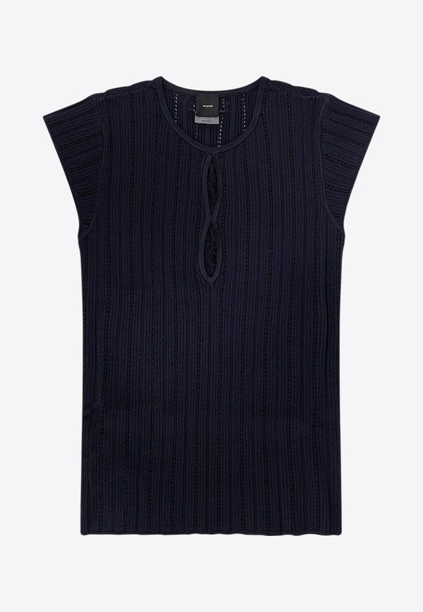 PINKO Ribbed Knit Top Blue 104742A2FR_G82_Blue_29841393