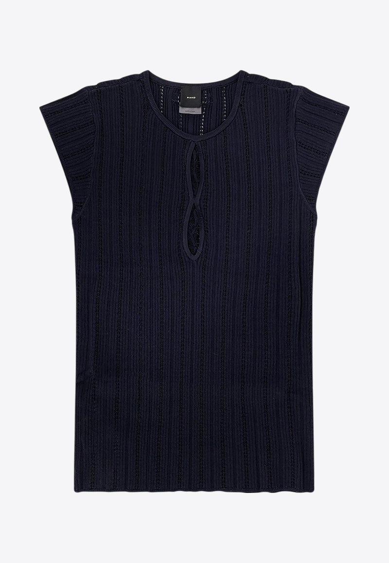 PINKO Ribbed Knit Top Blue 104742A2FR_G82_Blue_29841393