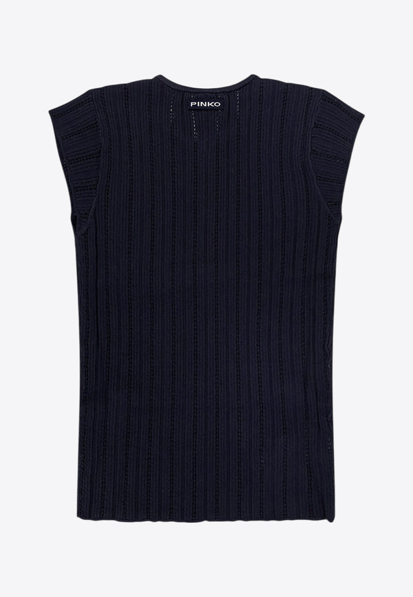 PINKO Ribbed Knit Top Blue 104742A2FR_G82_Blue_29841393