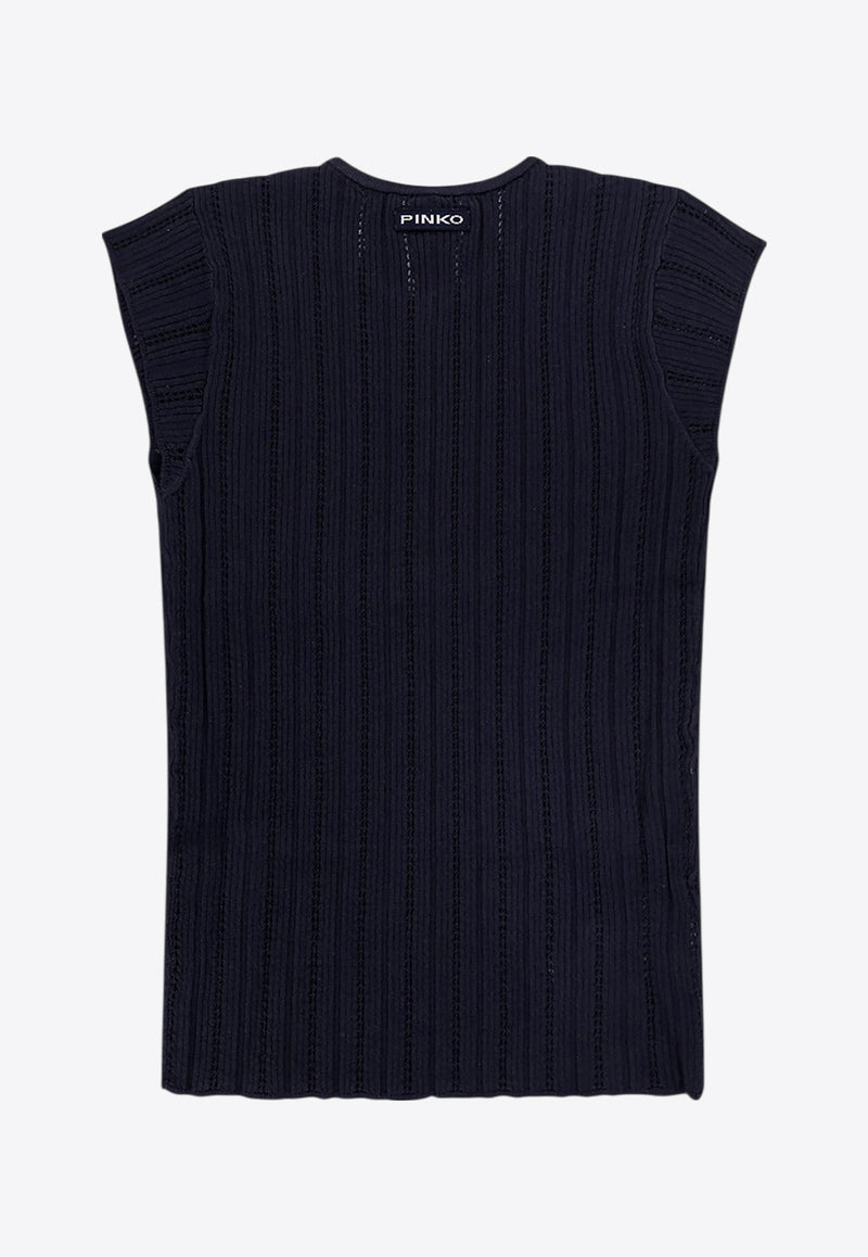PINKO Ribbed Knit Top Blue 104742A2FR_G82_Blue_29841393