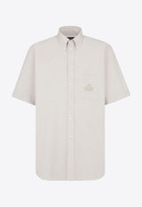 Fendi Embroidered Crest Oxford Shirt Cream FS1312AU70_F1LU2_Beige_29854444