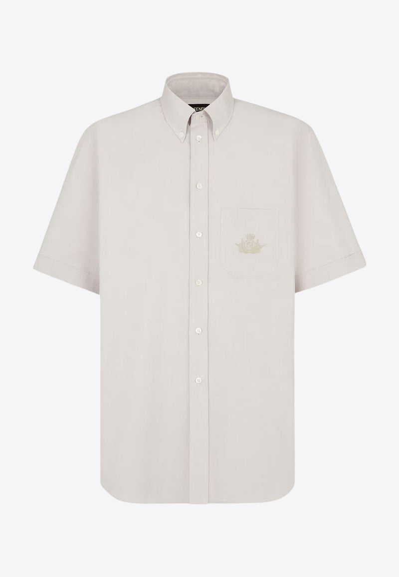 Fendi Embroidered Crest Oxford Shirt Cream FS1312AU70_F1LU2_Beige_29854444
