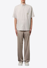 Fendi Embroidered Crest Oxford Shirt Cream FS1312AU70_F1LU2_Beige_29854444