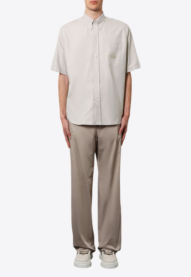 Fendi Embroidered Crest Oxford Shirt Cream FS1312AU70_F1LU2_Beige_29854444