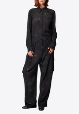 Dries Van Noten Floral Print Silk Cargo Pants Black 2420109109068_900_Black_29845488