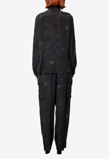 Dries Van Noten Floral Print Silk Cargo Pants Black 2420109109068_900_Black_29845488