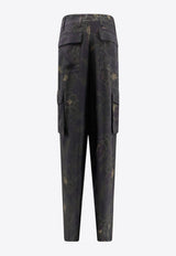 Dries Van Noten Floral Print Silk Cargo Pants Black 2420109109068_900_Black_29845488