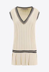 Golden Goose DB V-neck Knitted Mini Vest Dress Cream GWP02119P001912_11782_White_29856761
