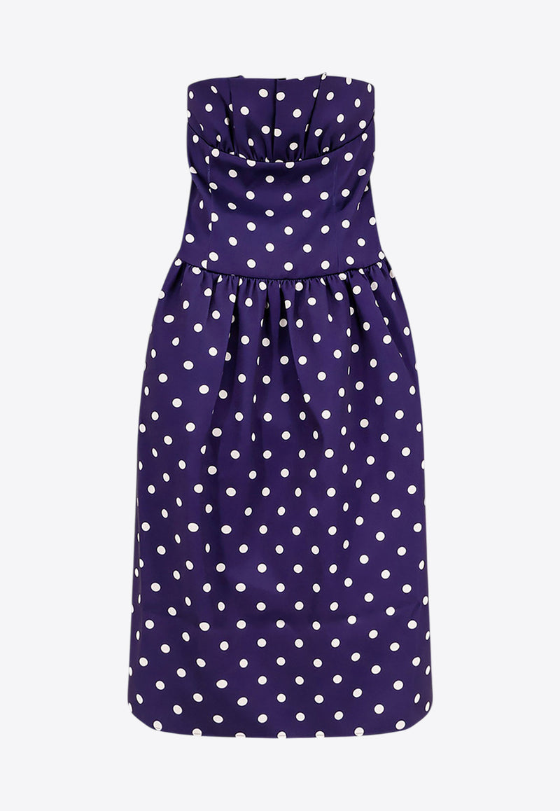 Self-Portrait Polka Dot Strapless Satin Midi Dress SS25092MN_NAVY_Blue_30897913