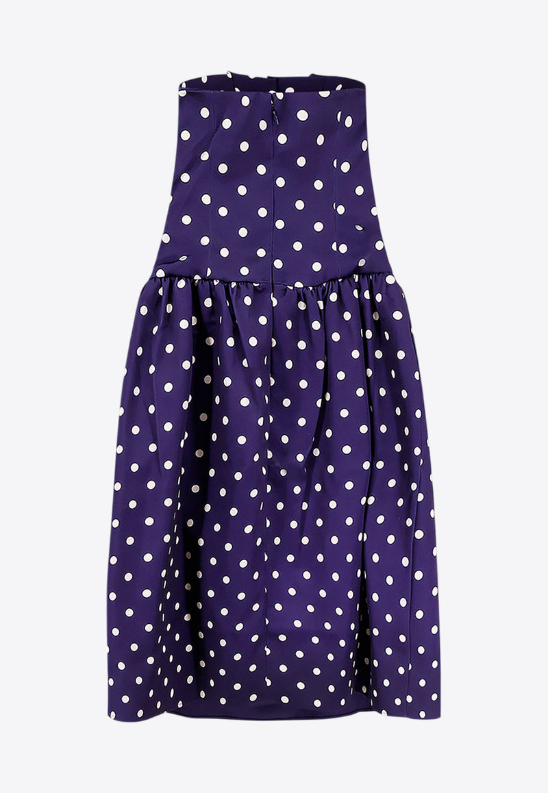 Self-Portrait Polka Dot Strapless Satin Midi Dress SS25092MN_NAVY_Blue_30897913