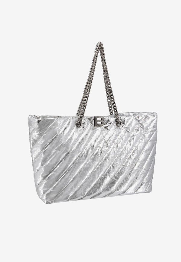 Balenciaga Large Crush Quilted Leather Tote Bag Silver 7717182AAWU_8110_Silver_29848929