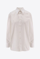 Saint Laurent Long-Sleeved Shirt with Embroidered-Cassandre 835520Y3D30_9601_White_30553025