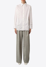 Saint Laurent Long-Sleeved Shirt with Embroidered-Cassandre 835520Y3D30_9601_White_30553025