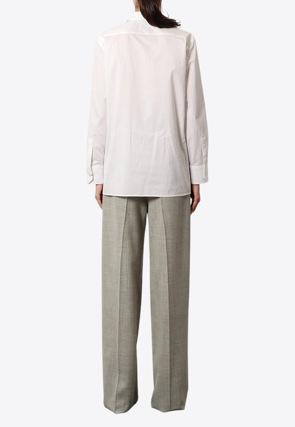 Saint Laurent Long-Sleeved Shirt with Embroidered-Cassandre 835520Y3D30_9601_White_30553025