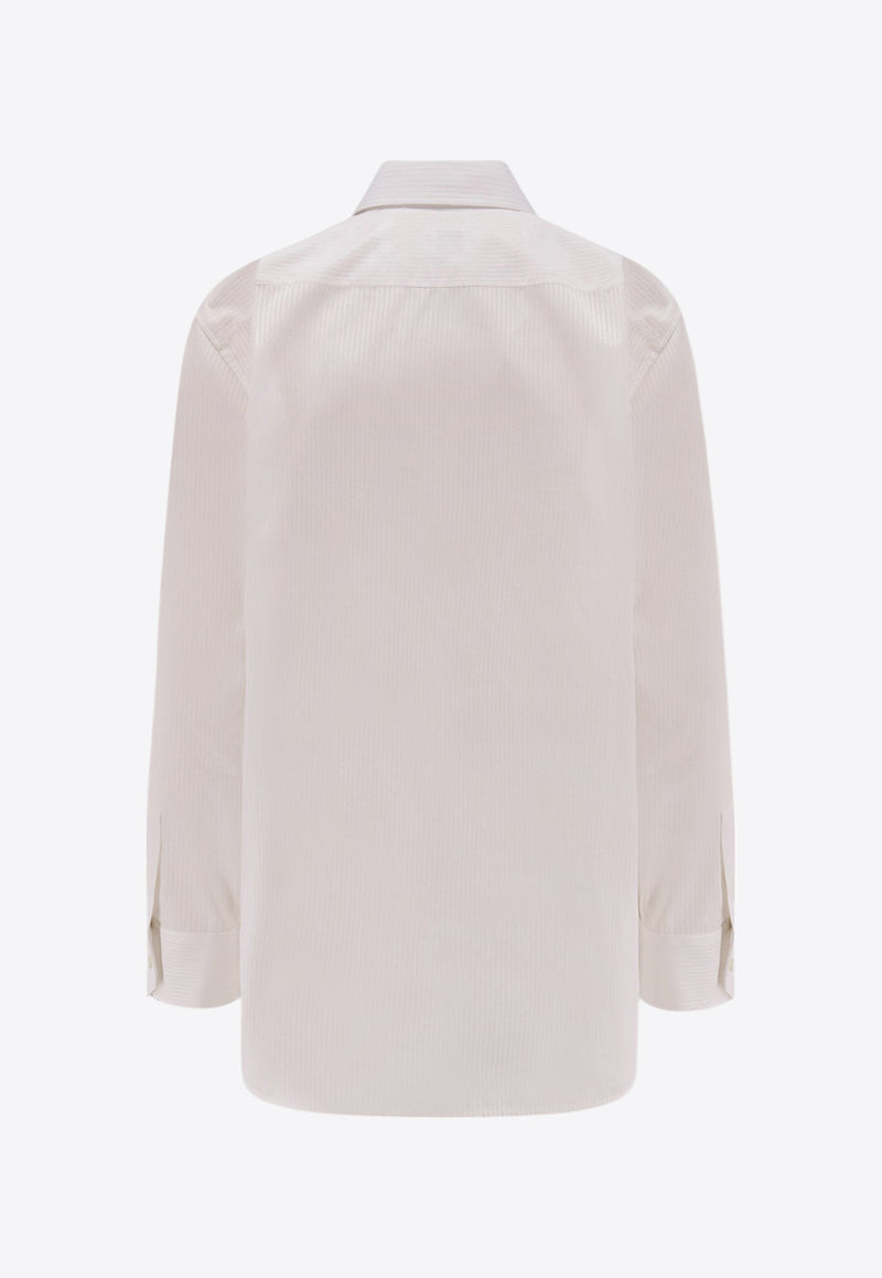 Saint Laurent Long-Sleeved Shirt with Embroidered-Cassandre 835520Y3D30_9601_White_30553025
