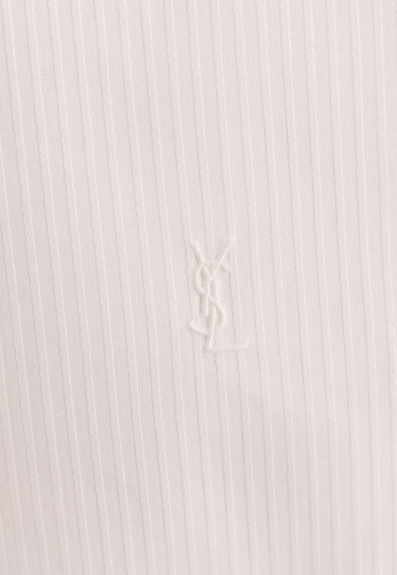 Saint Laurent Long-Sleeved Shirt with Embroidered-Cassandre 835520Y3D30_9601_White_30553025