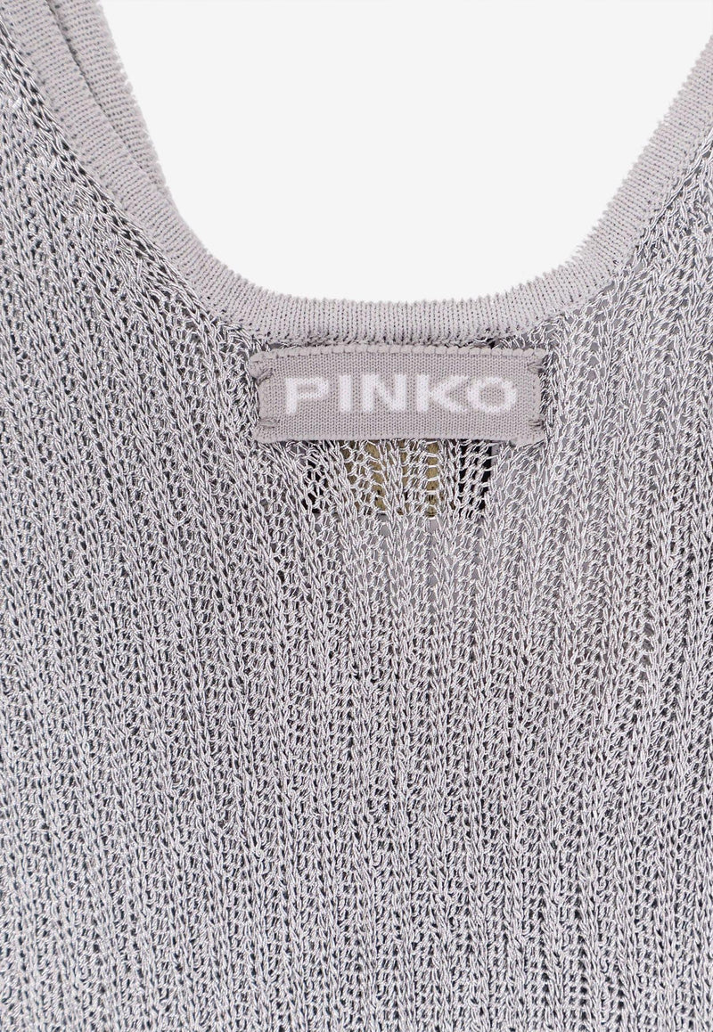 PINKO U-Neck Ribbed Top Gray 105148A2LO_I12_Grey_29846875
