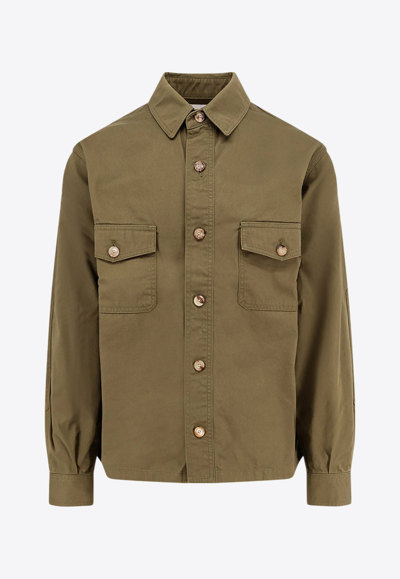 Saint Laurent Long-Sleeved Oversized Shirt 816396Y03JC_3007_Green_29854096