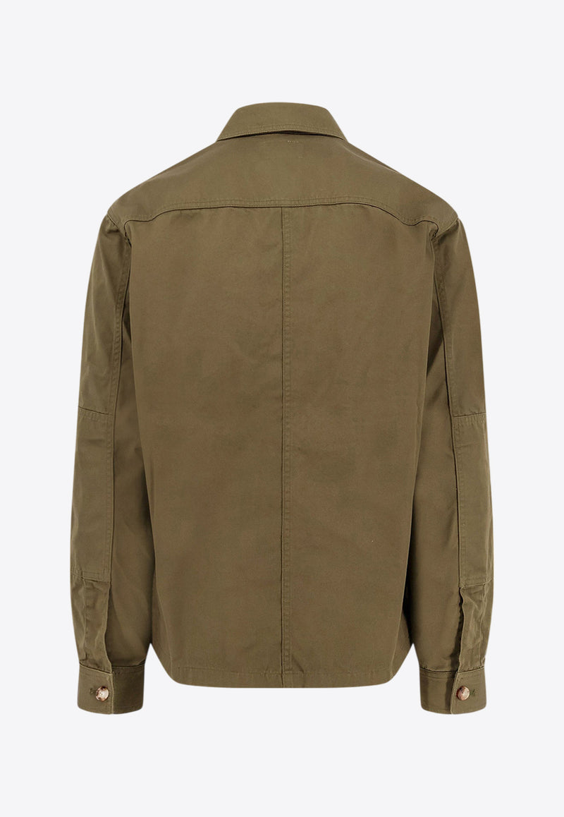 Saint Laurent Long-Sleeved Oversized Shirt 816396Y03JC_3007_Green_29854096