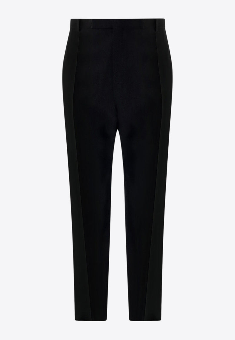 Saint Laurent Wool-Blend Tailored Pants with Pressed-Crease 774421Y6D38_1000_Black_29854387