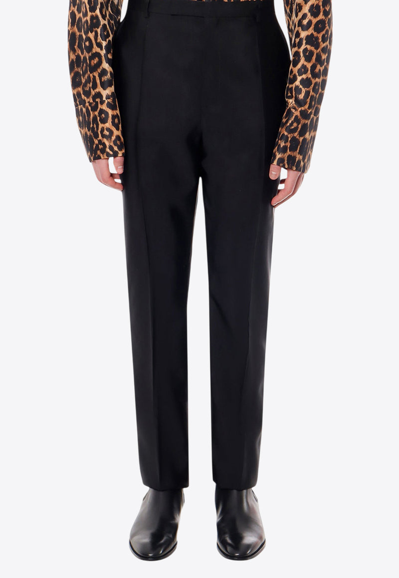 Saint Laurent Wool-Blend Tailored Pants with Pressed-Crease 774421Y6D38_1000_Black_29854387