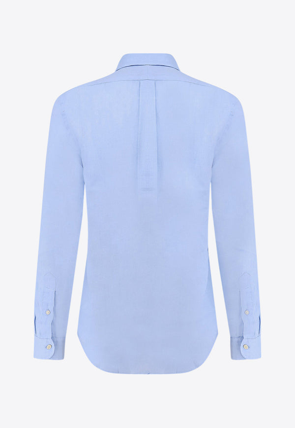 Polo Ralph Lauren Logo Button-Up Linen Shirt Light Blue 710968915_008_Clear Blue_30897865